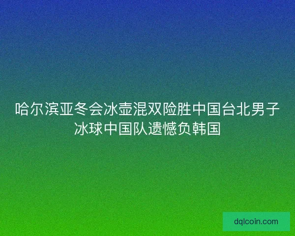 哈尔滨亚冬会冰壶混双险胜中国台北男子冰球中国队遗憾负韩国